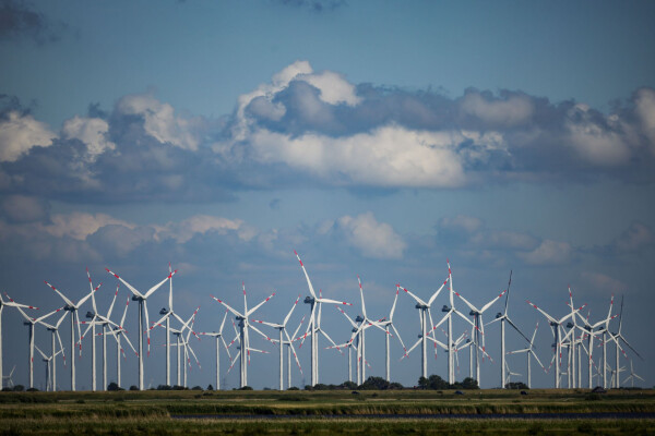 Windräder drehen sich in einem Windpark an der Nordsee. (Archivbild)